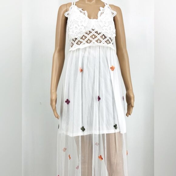 Rebellion Again White Lace Embroidered Maxi Dres XL - Picture 1 of 10